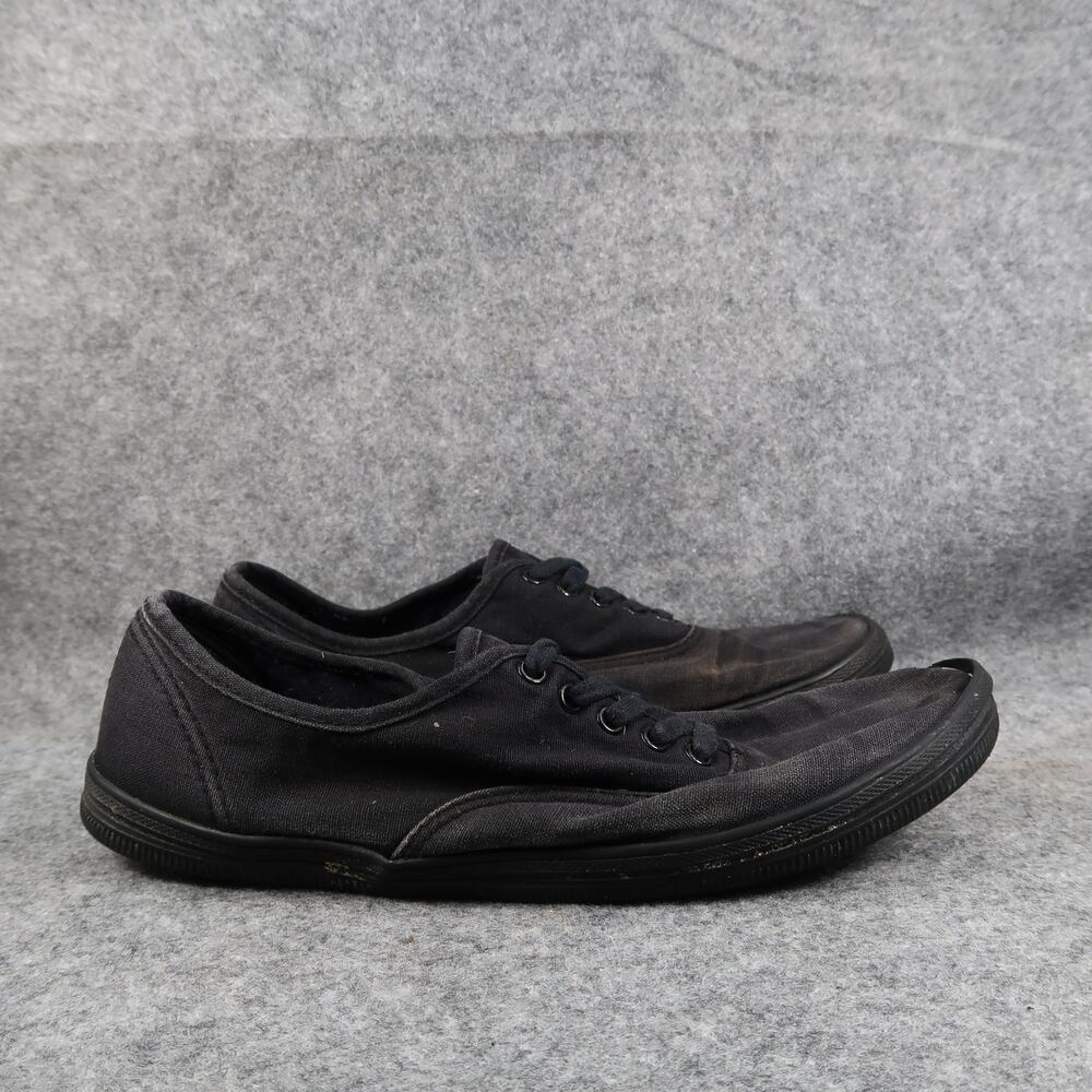City Sneaks Shoes Womens 10 Casual Sneakers Canvas Trainers Black Lace Up Flat